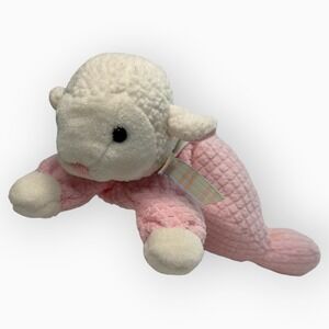 Eden Pink Lamb Plush Floppy Sheep Terry Waffle Weave Baby Lovey 11" Toy Vintage
